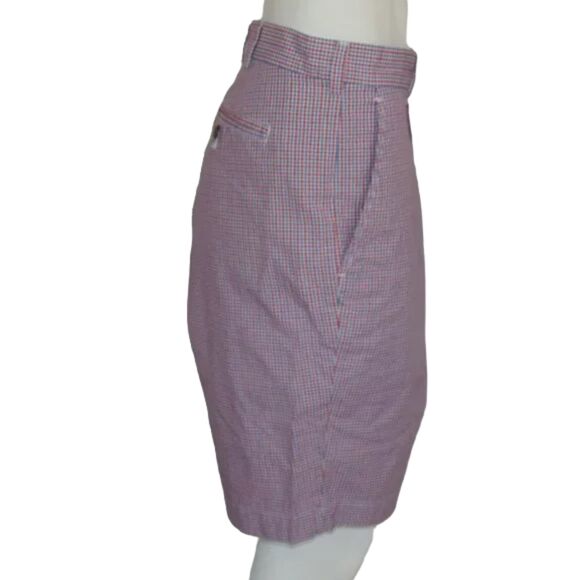 BROOKS BROS Shorts, 38, Blue/red micro plaid, Bermuda/Walking, Zipper, Pockets - Picture 8 of 12